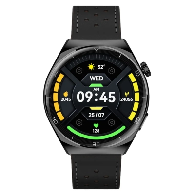 zegarek smartwatch Garett V12 czarny skórzany