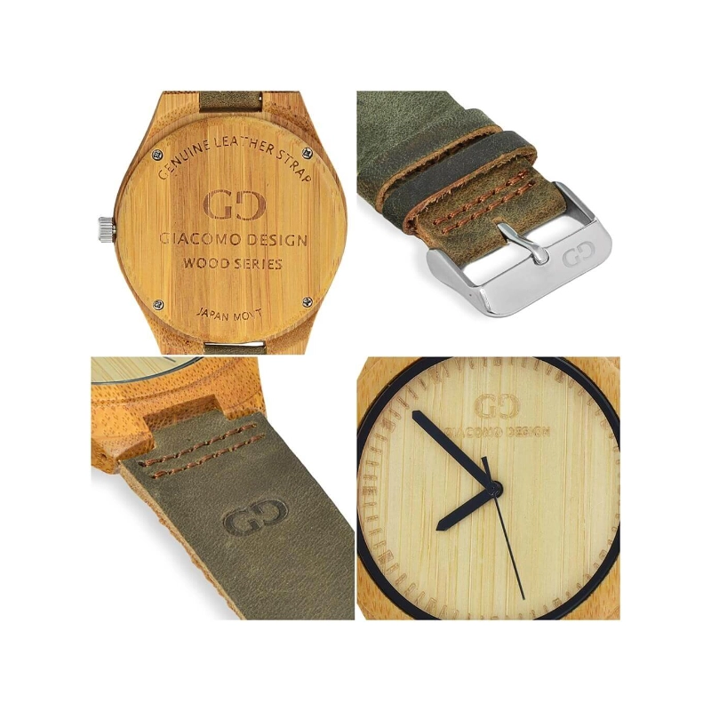 widok szczegółów zegarka drewnianego GD08001
