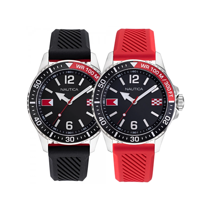 Zegarek Nautica NAPFRB926 - zestaw z czerwonym paskiem